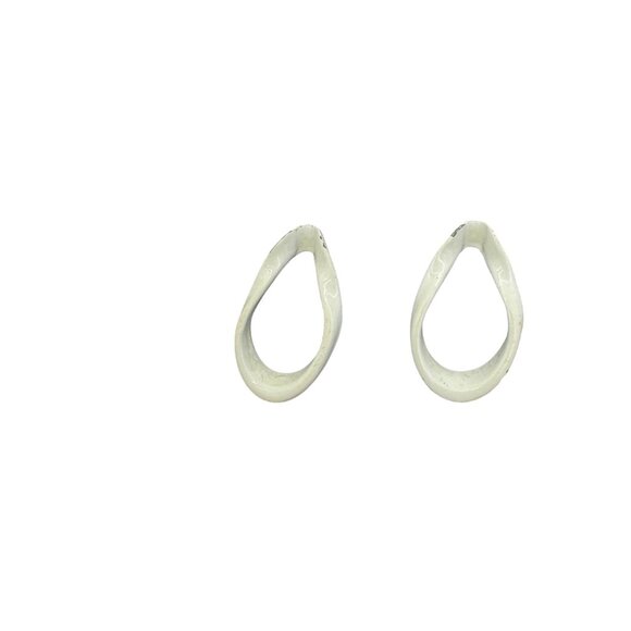 Vintage White Abstract Loop Earrings Post Back - Picture 5 of 6